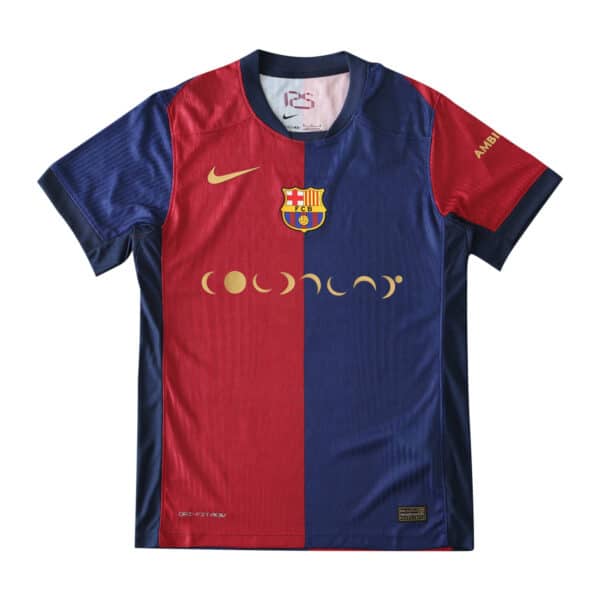 Barcelona x Coldplay Special Release | Player Version jersey, featuring a red and blue design with logos of Nike, FC Barcelona, and Coldplay.
