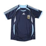 Argentina Retro Away | 2006 | Fan Version: Navy blue soccer jersey with stripes and Argentina emblem on chest.