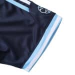 Close-up of the Argentina Retro Away 2006 fan version jersey sleeve, featuring black fabric with light blue and white trim.