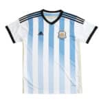 Argentina Retro Home | 2014 | Fan Version jersey featuring light blue and white stripes with black trims and Adidas logo.