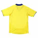 Arsenal Retro Away 2003/04 Fan Version jersey, yellow with blue trim, back view. Classic design for collectors and fans alike.