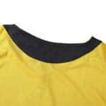 Close-up of the collar on an Arsenal Retro Away 2005/06 Fan Version jersey, showing black and yellow fabric details.