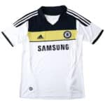 Chelsea Retro Away 2011/12 Fan Version soccer jersey with Samsung logo, Adidas branding, and black-white-yellow color scheme.