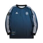 Germany Retro Goalkeeper Jersey | 2002 | Fan Version with long sleeves and classic black, blue design featuring Adidas logo.