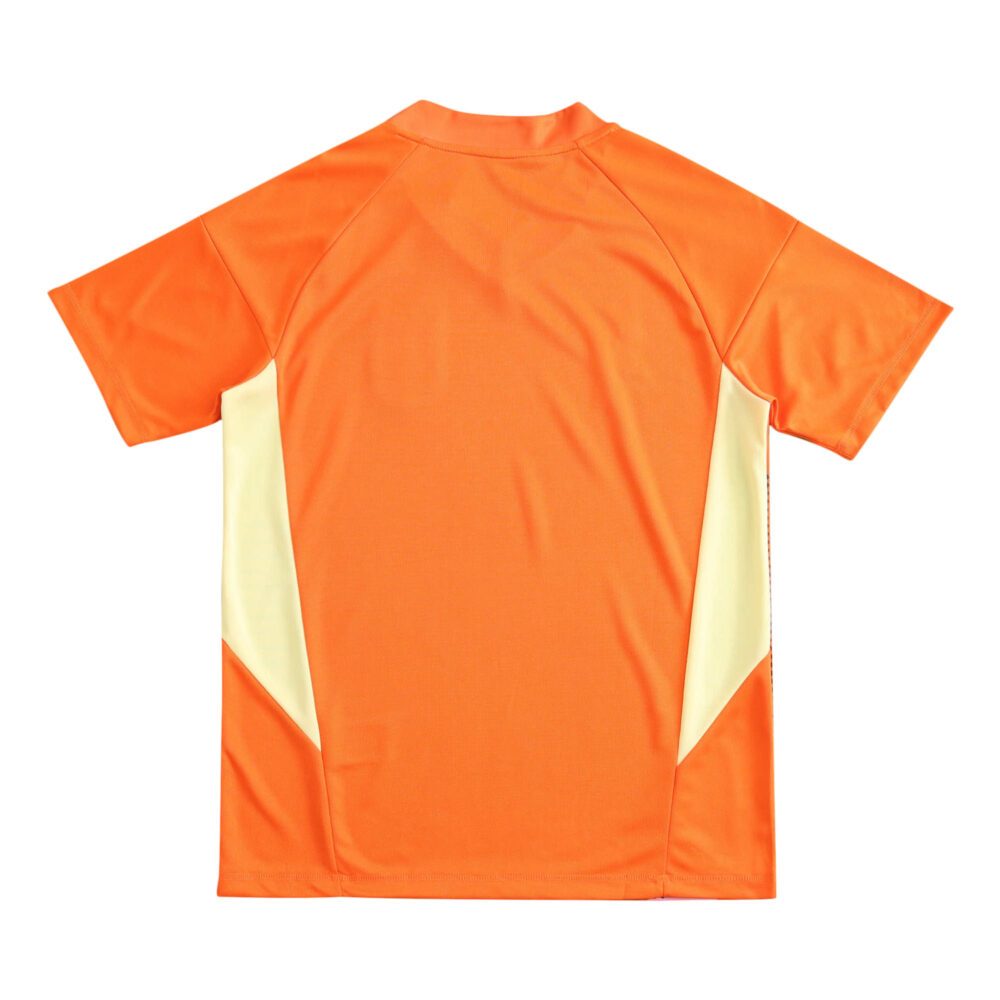 Back view of the Italy Goalkeeper 2024 Fan Version jersey, orange with white side panels.