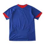 Back view of the Manchester United Retro Away 2005/06 Fan Version jersey, featuring blue with red accents at collar and sleeves.