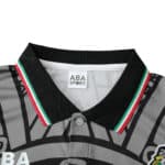 Close-up of the collar and top buttons of a Mexico Retro Away 1998 Fan Version jersey with ABA Sport tag.