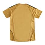 Spain Retro Away 2008 Fan Version soccer jersey, back view, featuring golden color with subtle black accents on shoulders and sides.