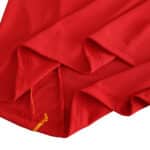 Close-up of the red sleeve detail on the Spain Retro Home 2008 Fan Version jersey, showcasing stitching and fabric texture.