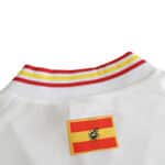Close-up of the collar and Spanish flag on the back of Spain Retro Third 1996 Fan Version jersey.