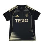 Aberdeen Away 2025/26 Fan Version jersey in black with gold accents, sponsor logo "TEXO" on front.
