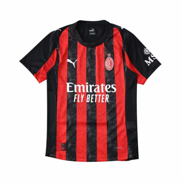AC Milan Home 2025/26 Player Version jersey featuring red and black stripes with sponsor logos.