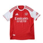 Arsenal Home 2025/26 Player Version jersey, red with white sleeves and Emirates Fly Better sponsor.