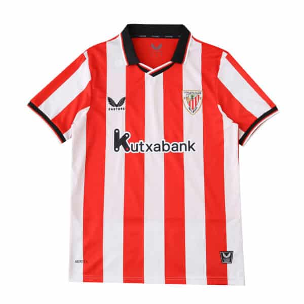 Athletic Bilbao Home 2025/26 Fan Version jersey with red and white stripes, sponsor logo, and club crest.