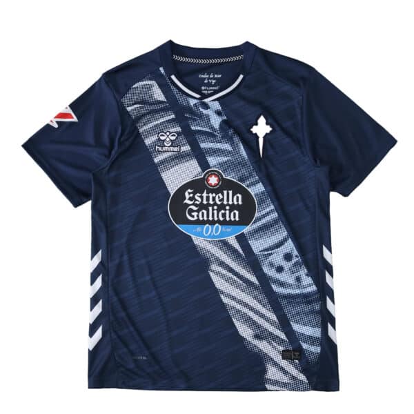 Celta Vigo Away Fan Version 2025/26 jersey in navy blue with club crest and Estrella Galicia sponsor logo.