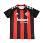 Eintracht Frankfurt Home 2025/26 fan jersey with red and black stripes, sponsor logo, and club crest.