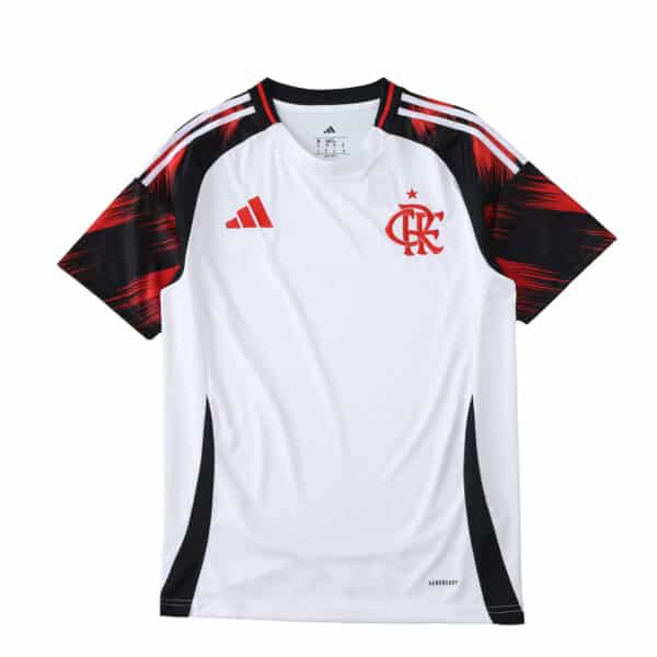 Flamengo Away 2025/26 Fan Version jersey, white with black and red accents, club crest on the chest.