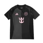 Inter Miami CF 2025/26 Away Fan Version jersey in black with pink crest and sponsor logo on the front.