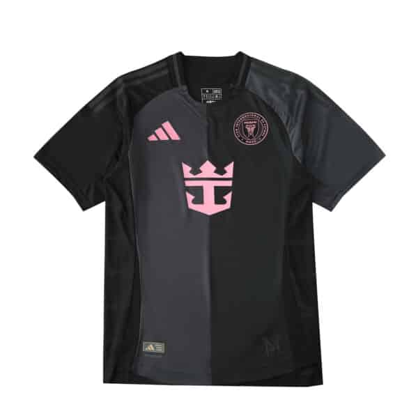 Inter Miami CF 2025/26 Away Player Version jersey in black with pink accents and club crest.