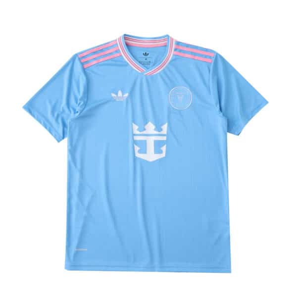 Inter Miami CF 2025/26 Third Fan Version jersey in light blue with pink accents and club crest.