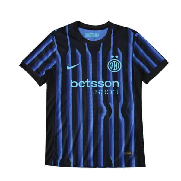 Inter Milan 2025/26 Home Player Version jersey with blue and black stripes, Nike logo, and betsson sponsor.