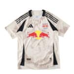 New York Red Bulls Away 2025/26 Player Version jersey, cream color with red and yellow bull logo.