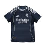 Real Madrid Away 2025/26 Player Version jersey in dark navy with white accents and sponsor logo.