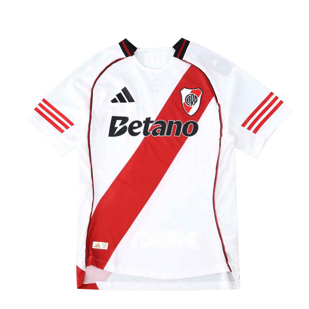 River Plate Home 2025/26 Player Version jersey, white with red sash and sponsor logo on front.