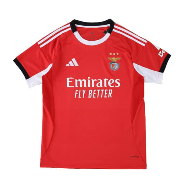 SL Benfica 2025/26 Home Fan Version jersey, red with white accents, team crest and Emirates sponsor logo.