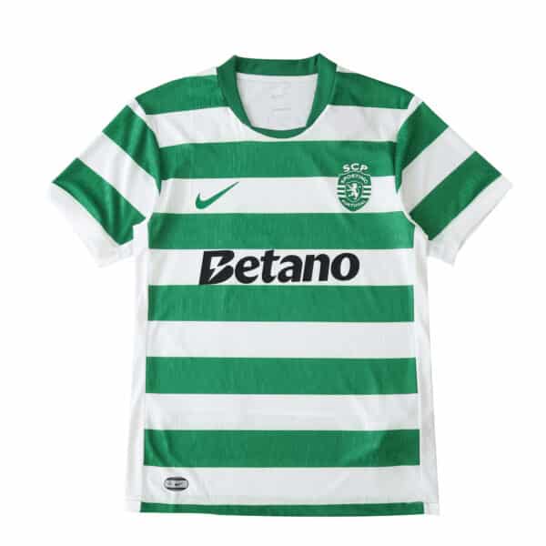 Sporting CP Home 2025/26 Player Version jersey with green and white hoops, Nike logo, and Betano sponsor.