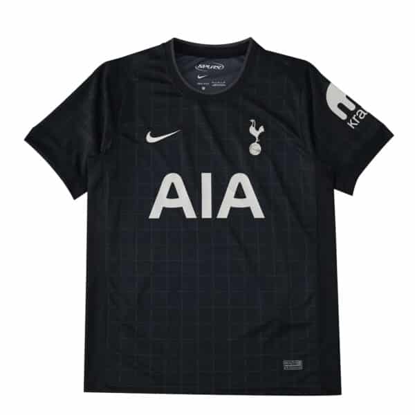 Tottenham Hotspur 2025/26 Away Fan Version jersey in black with AIA sponsor and club crest on chest.
