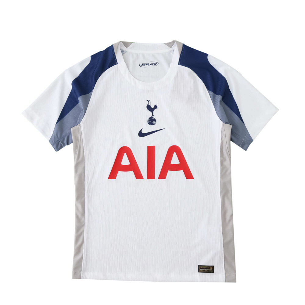 Tottenham Hotspur 2025/26 Home Player Version jersey, white with navy details and AIA sponsor logo.