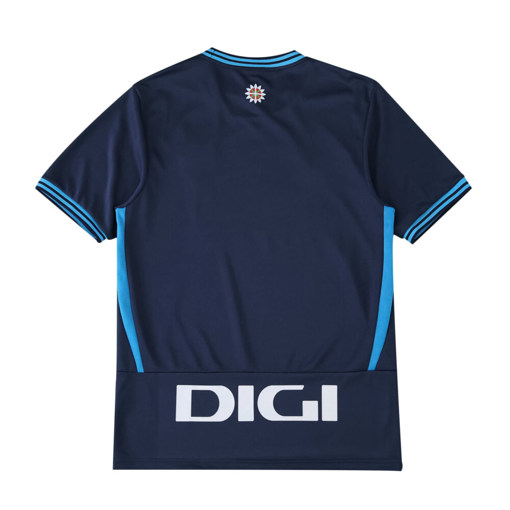Back view of Athletic Bilbao Away 2025/26 Fan Version jersey in navy blue with light blue accents and DIGI sponsor.