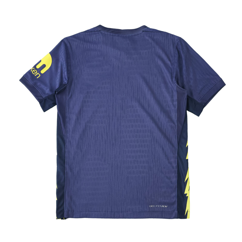 Back view of Atlético Madrid Away 2025/26 Player Version jersey in navy blue with yellow accents.