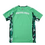 Back view of the Borussia Monchengladbach 2025/26 away fan jersey in green with camo accents and club name.