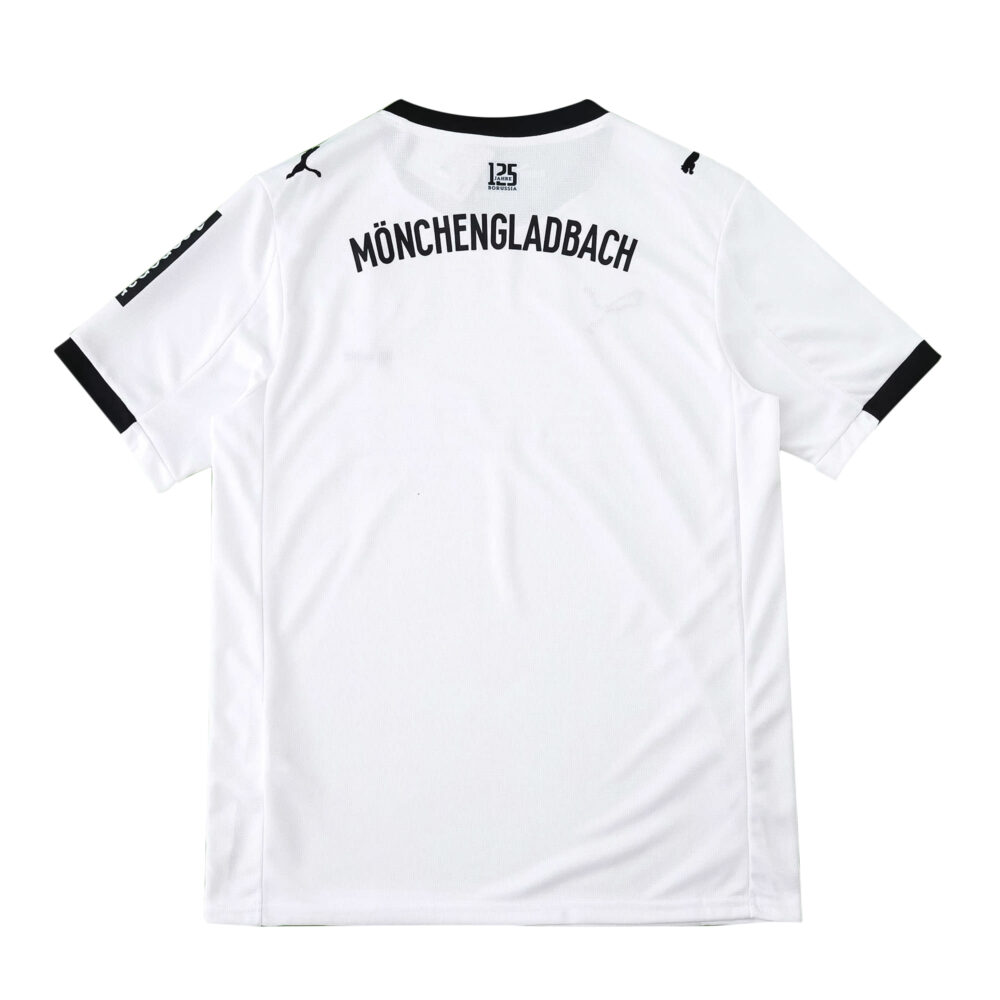 Back view of Borussia Monchengladbach 2025/26 home fan jersey in white with black collar and trim.