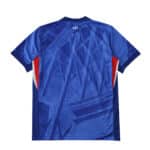 Back view of the Chelsea 2025/26 home fan jersey featuring blue geometric architectural patterns.