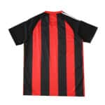 Back view of Eintracht Frankfurt 2025/26 home fan jersey with black and red vertical stripes.