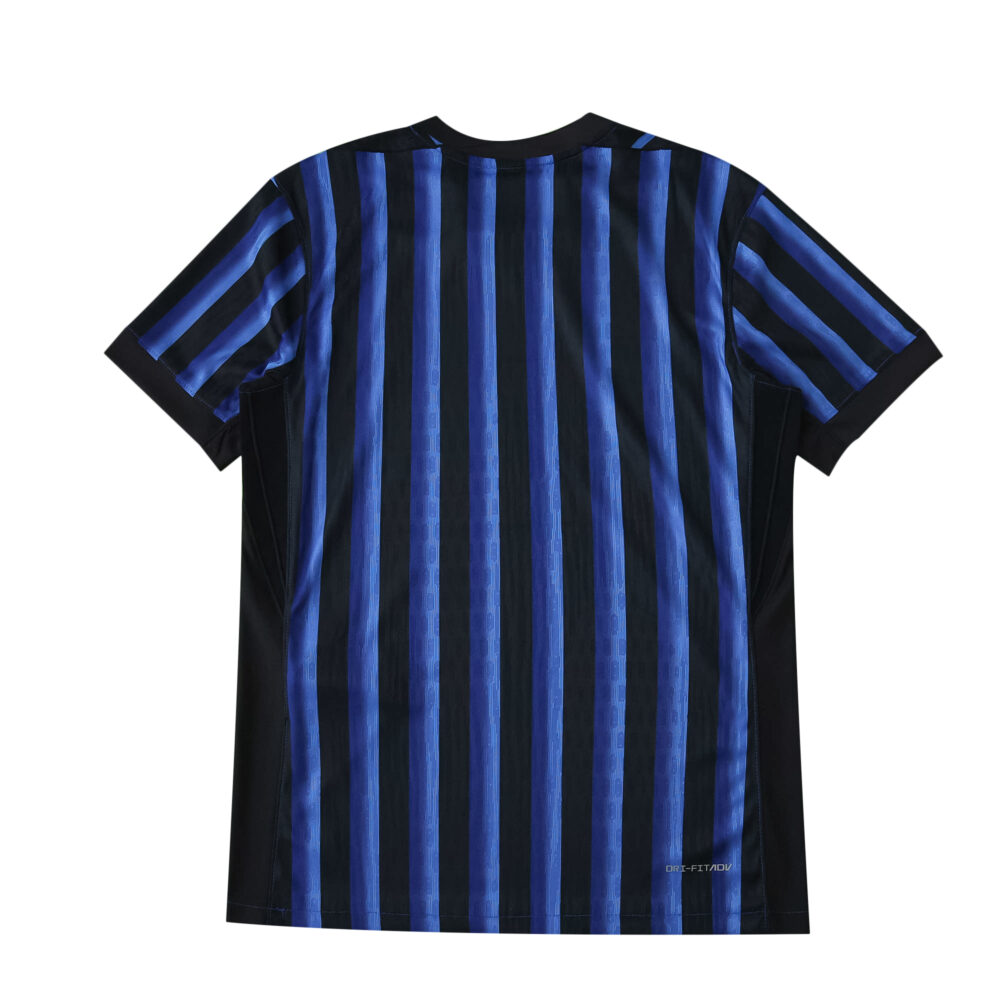 Back view of Inter Milan 2025/26 Home Player Version jersey with blue and black vertical stripes.