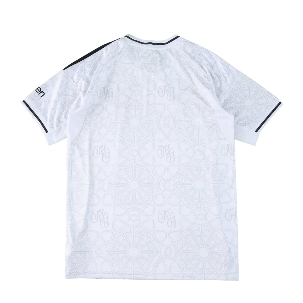 Back view of the Nottingham Forest Away 2025/26 Fan Version jersey in white with subtle patterns.