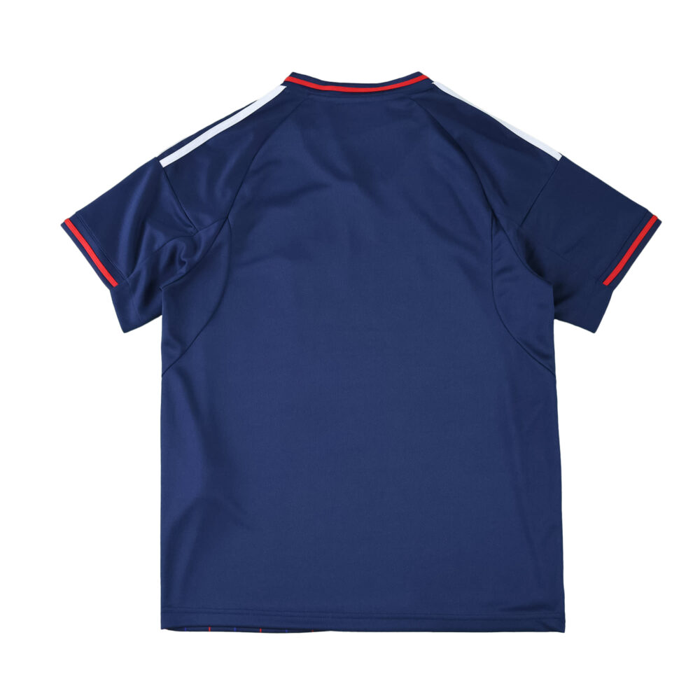 Back view of Olympique Lyonnais Away 2025/26 Fan Version jersey in navy blue with red and white accents.