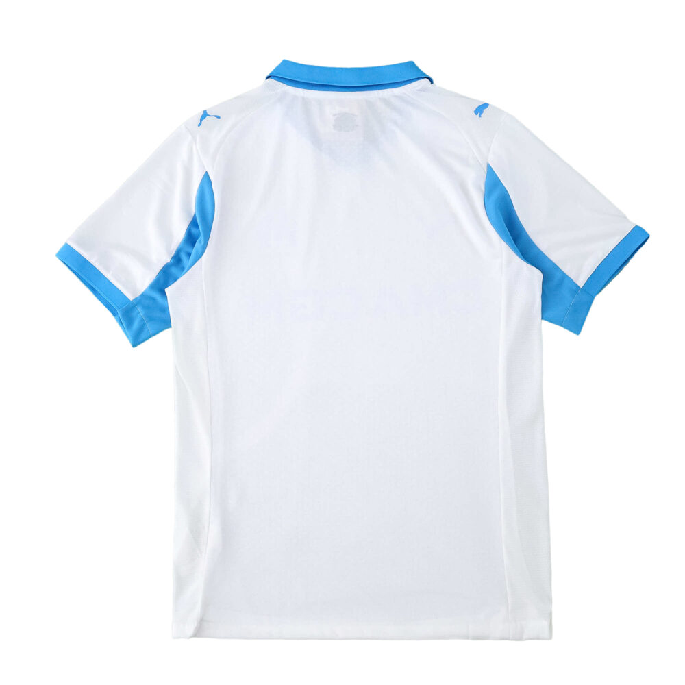 Back view of Olympique Marseille 2025/26 Home Player Version jersey, white with blue accents.
