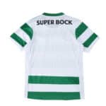 Back view of the Sporting CP 2025/26 home fan jersey with green stripes and "SUPER BOCK" sponsor text.