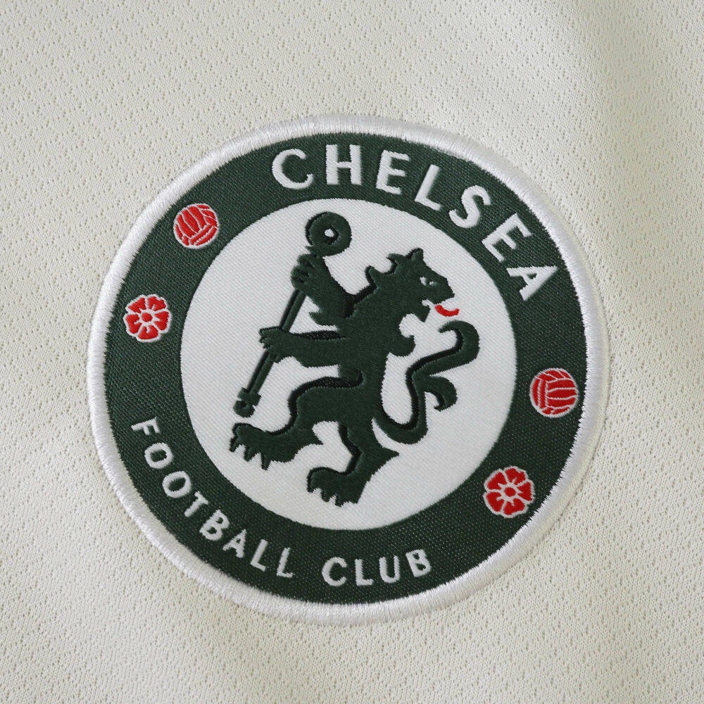 Chelsea Away 2025/26 Fan Version badge featuring club crest on white fabric.