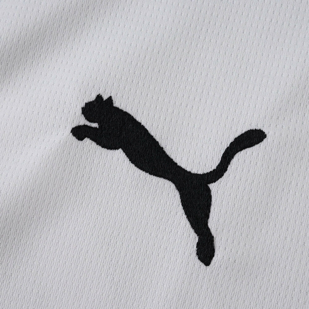 Close-up of the black Puma logo on the Borussia Monchengladbach 2025/26 home fan version jersey fabric.