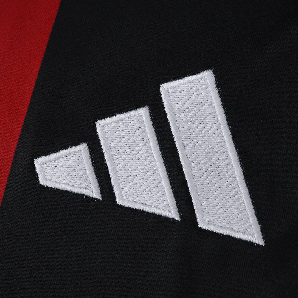 Close-up of the white Adidas logo stitched on the River Plate Away 2025/26 Fan Version jersey.