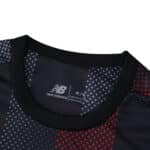 Close-up of the collar on the Bayer Leverkusen 2025/26 Home Fan Version jersey by New Balance.