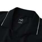 Close-up of the collar on the Manchester City Away 2025/26 Player Version jersey by Puma, black with white trim.