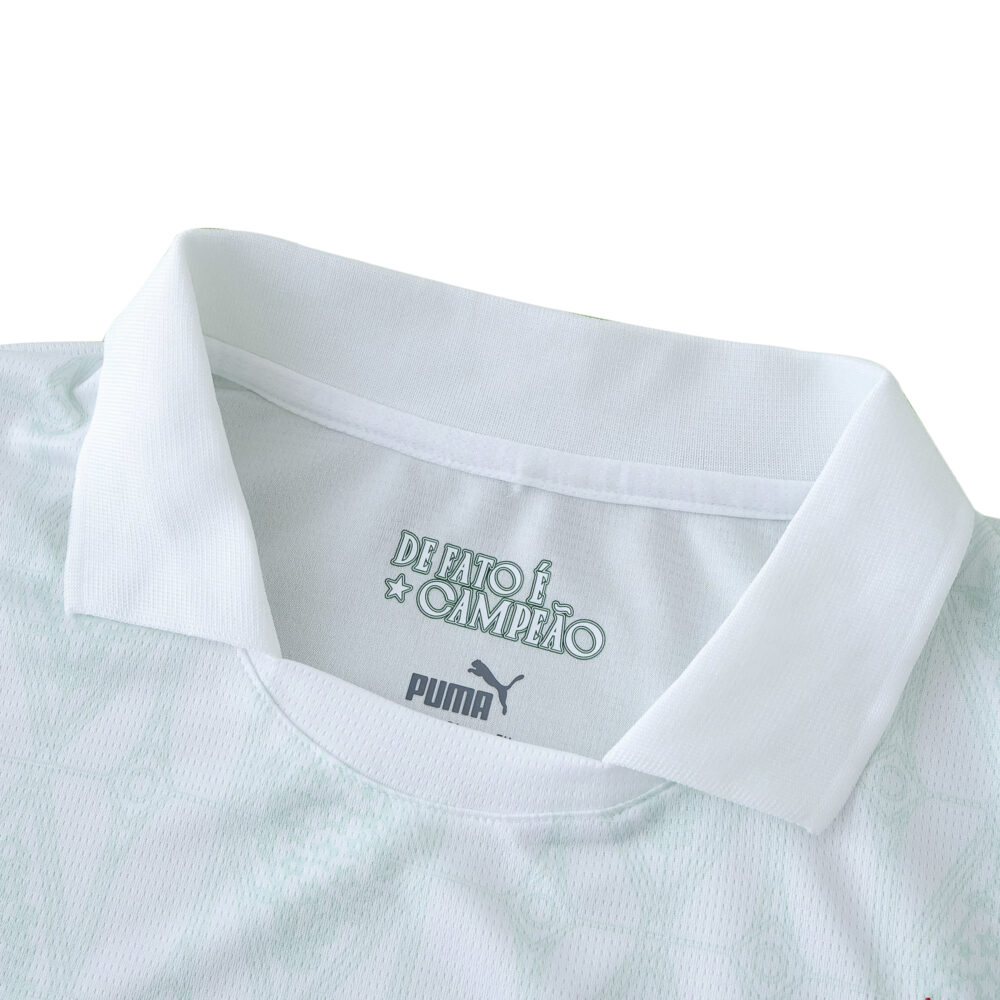 Close-up of the collar and inner neck area of the Palmeiras Away 2025/26 Fan Version jersey by Puma.