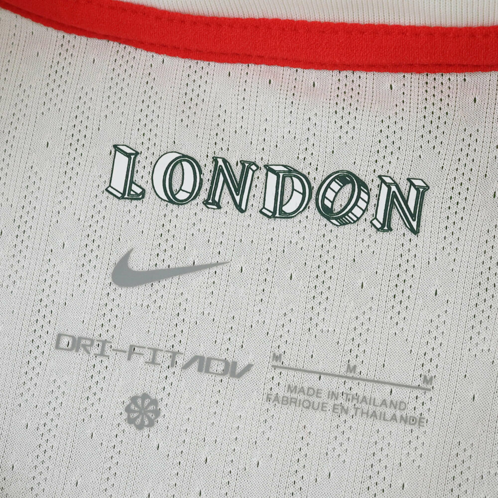 Close-up of the inner collar on Chelsea 2025/26 away player shirt, featuring "London" text and Nike logo.